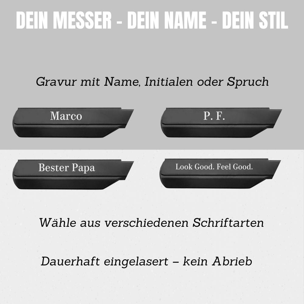 Personalisiertes Rasiermesser mit Gravur – Edelstahl Barber Messer mit Wechselklinge
