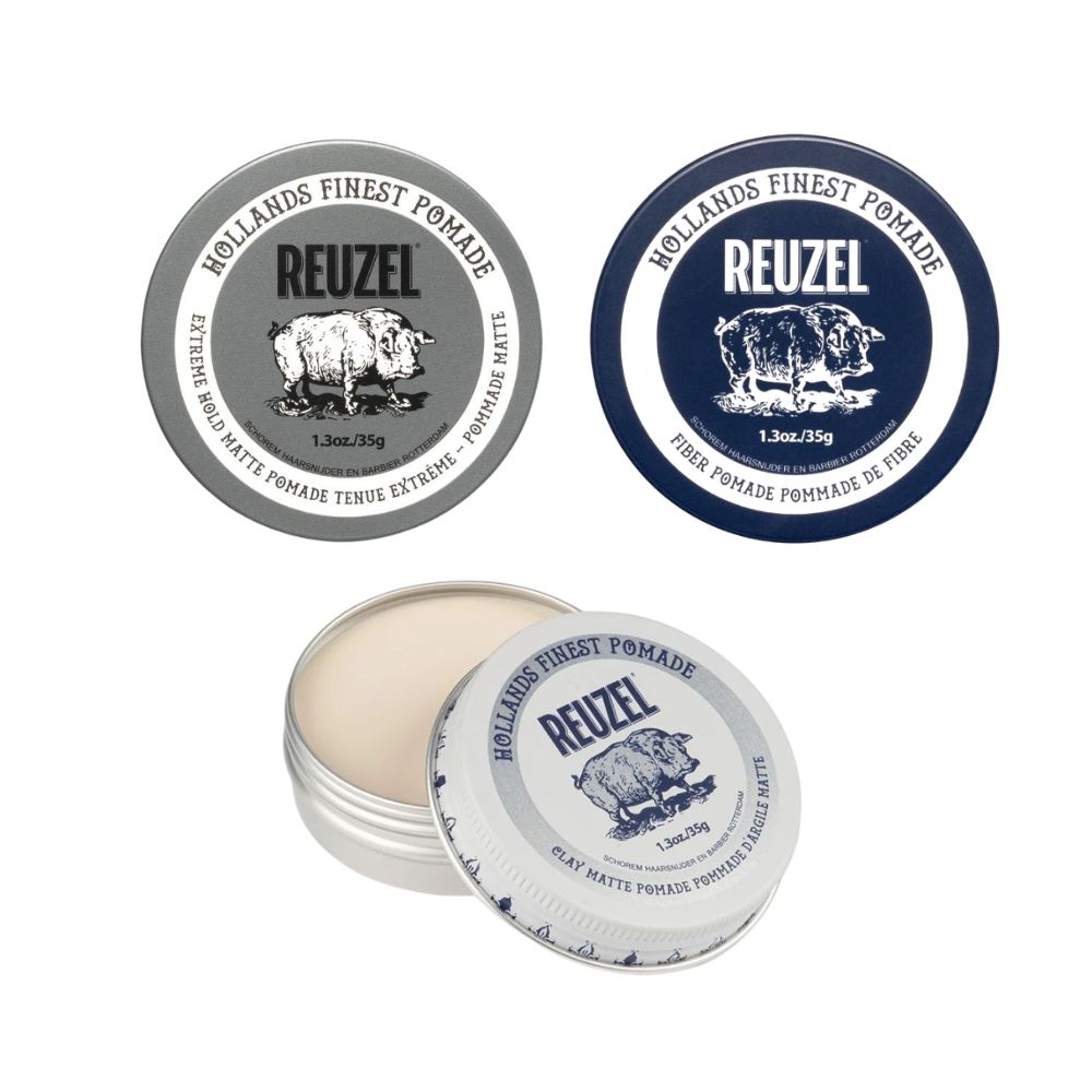 Reuzel Pomaden Probeset - 3 matte Pomaden (3 × 35 g) | Fiber, Clay & Extreme Hold