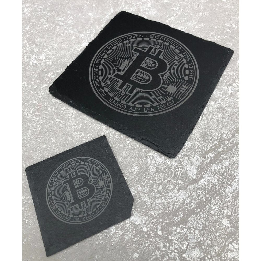Bitcoin Untersetzer aus Schiefer