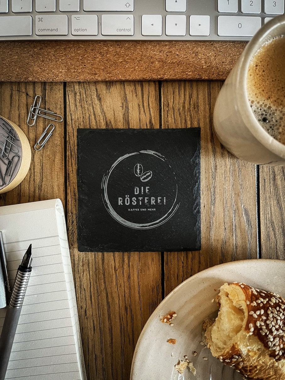 Schiefer-Untersetzer mit eigenem Logo / Design - B2B