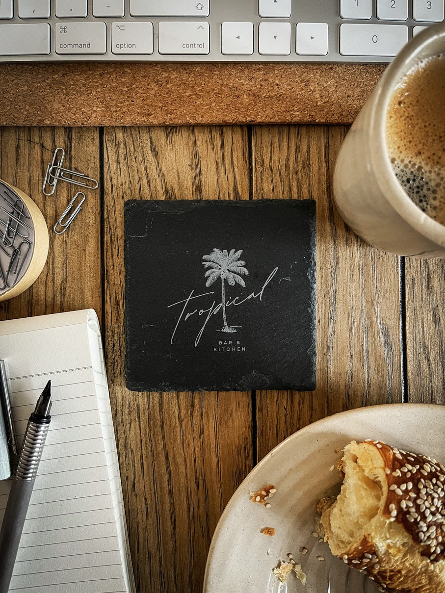 Schiefer-Untersetzer mit eigenem Logo / Design - B2B