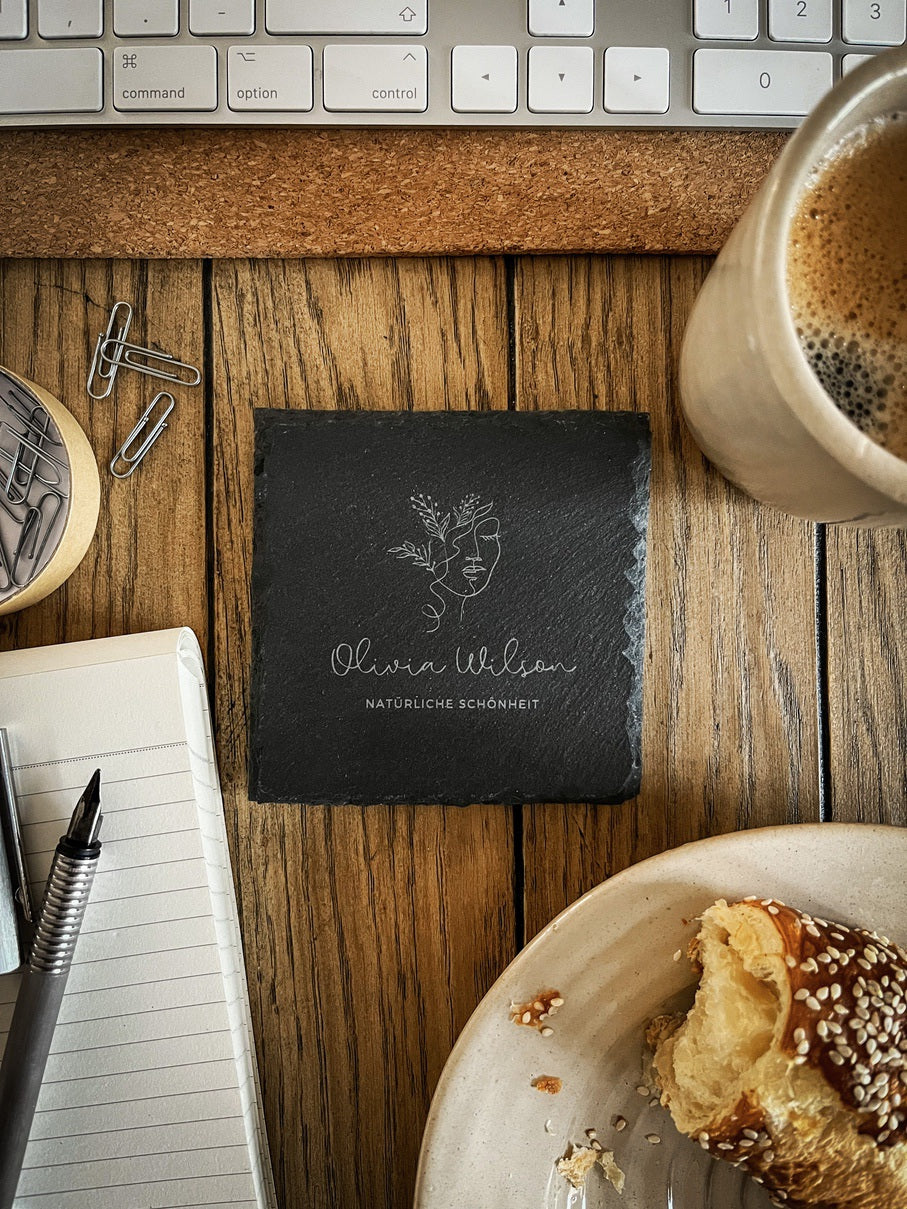 Schiefer-Untersetzer mit eigenem Logo / Design - B2B