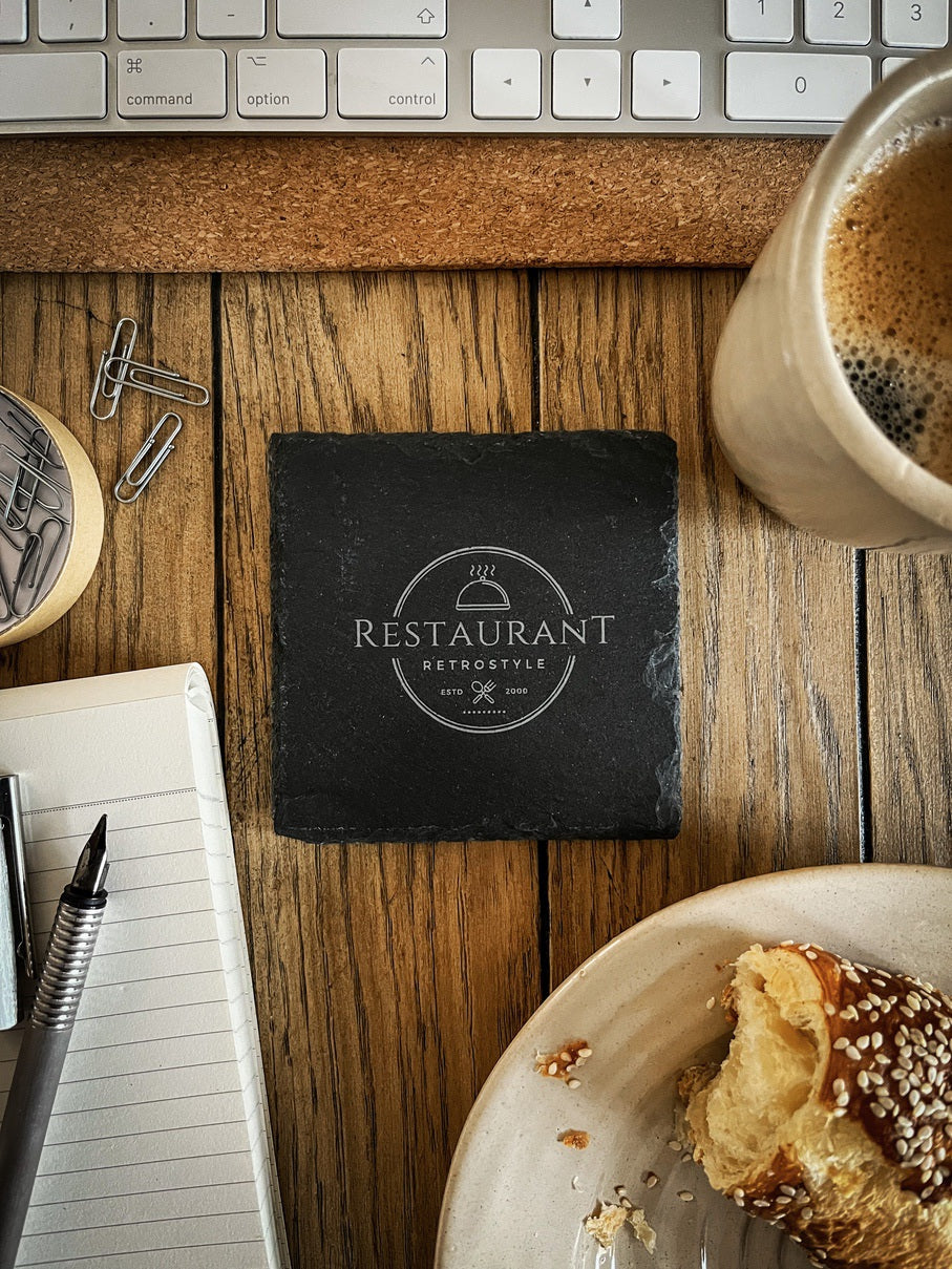 Schiefer-Untersetzer mit eigenem Logo / Design - B2B