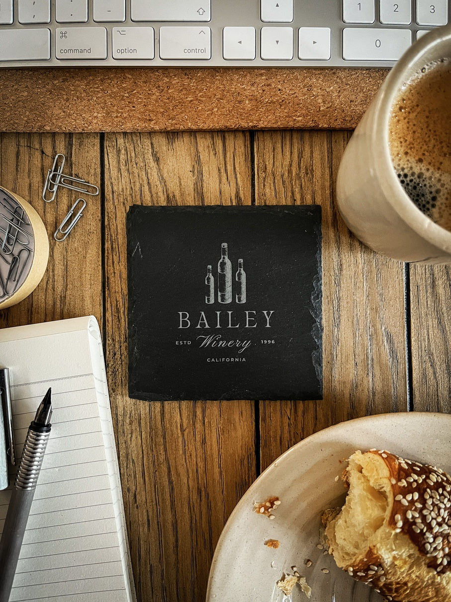 Schiefer-Untersetzer mit eigenem Logo / Design - B2B
