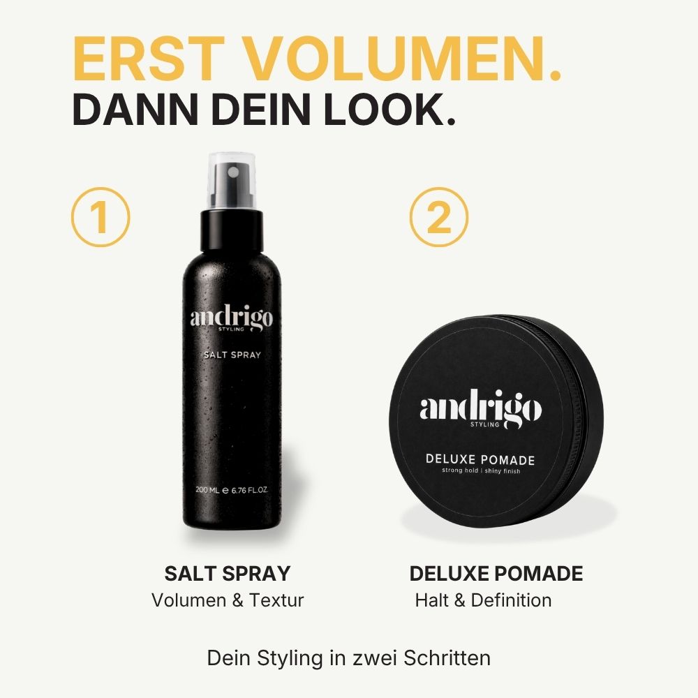ANDRIGO Styling-Set – Salt Spray & Pomade, Clay oder Paste