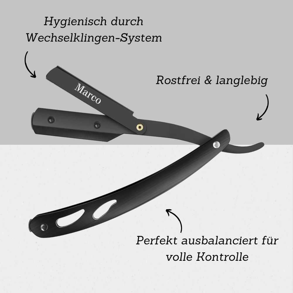 Personalisiertes Rasiermesser mit Gravur – Edelstahl Barber Messer mit Wechselklinge