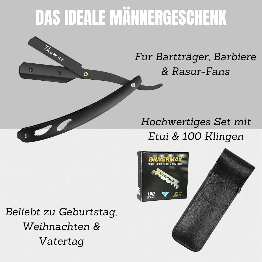Personalisiertes Rasiermesser mit Gravur – Edelstahl Barber Messer mit Wechselklinge