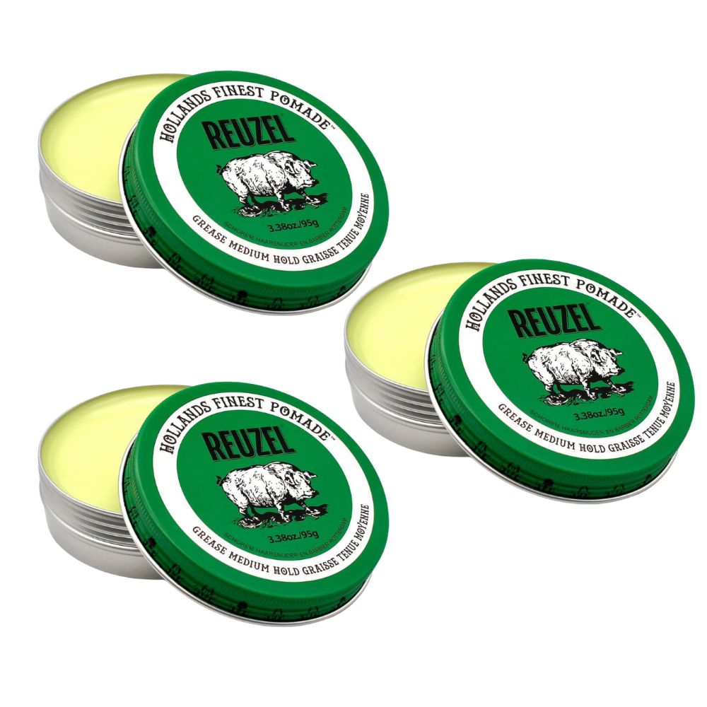 Reuzel Pomade Grün - Green Grease Medium Hold 95g – 2er & 3er Set