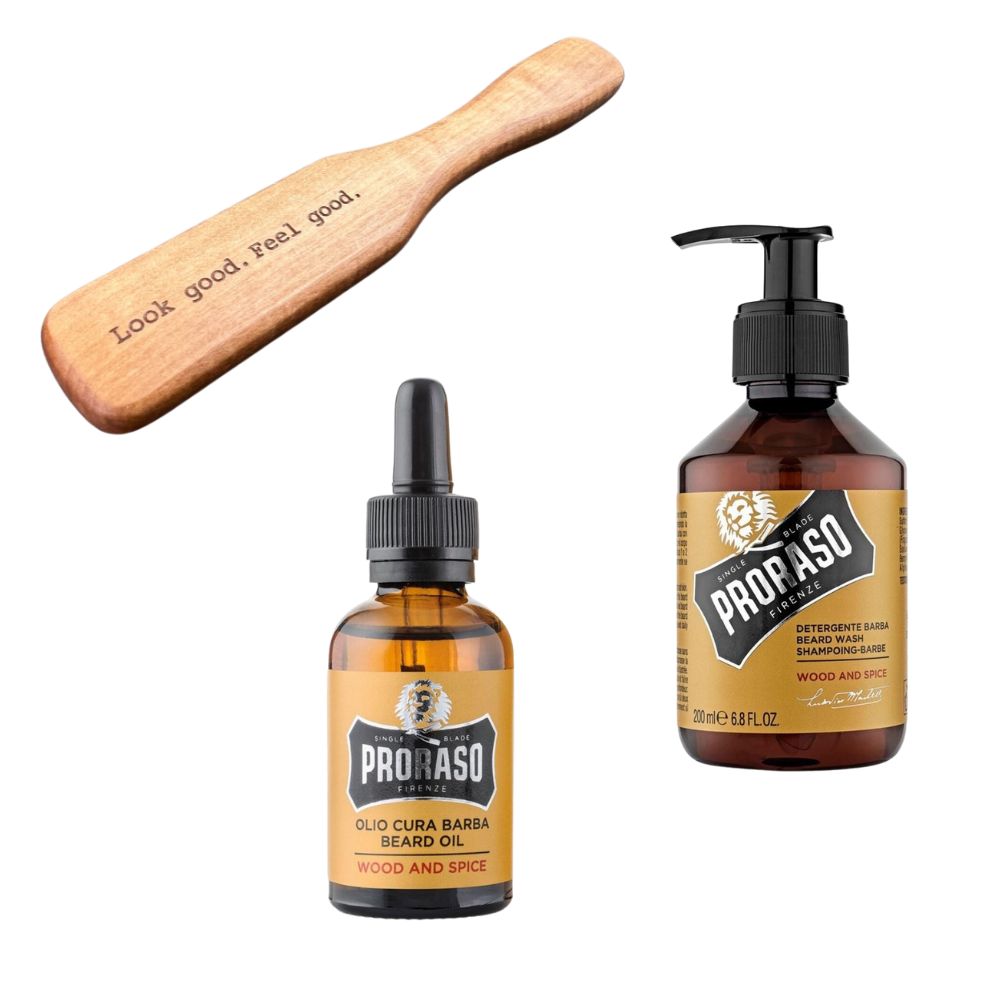 Proraso Bartpflegeset Wood & Spice mit Bartbürste