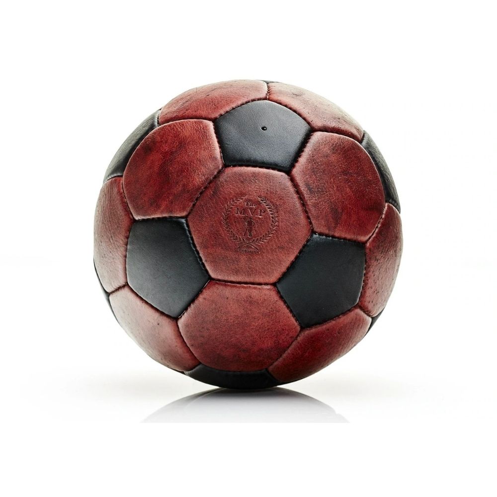 RETRO Heritage - Braun/schwarzer Vintage Leder-Fußball mit 32 Feldern