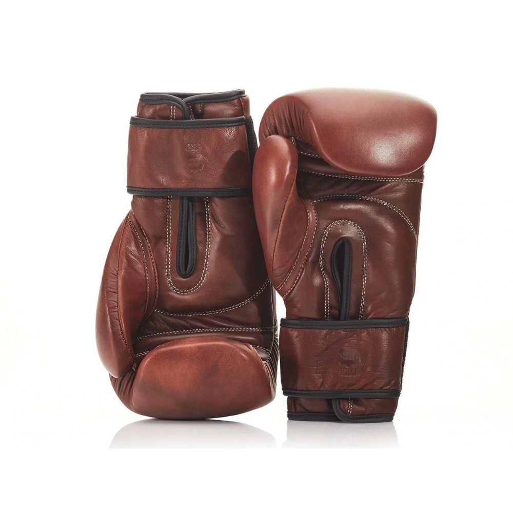 RETRO Heritage - Braune Leder-Boxhandschuhe mit Klettverschluss