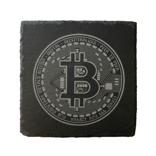 Bitcoin Untersetzer aus Schiefer Schieferplatte