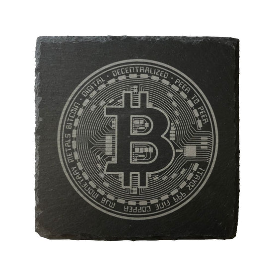 Bitcoin Untersetzer aus Schiefer Schieferplatte