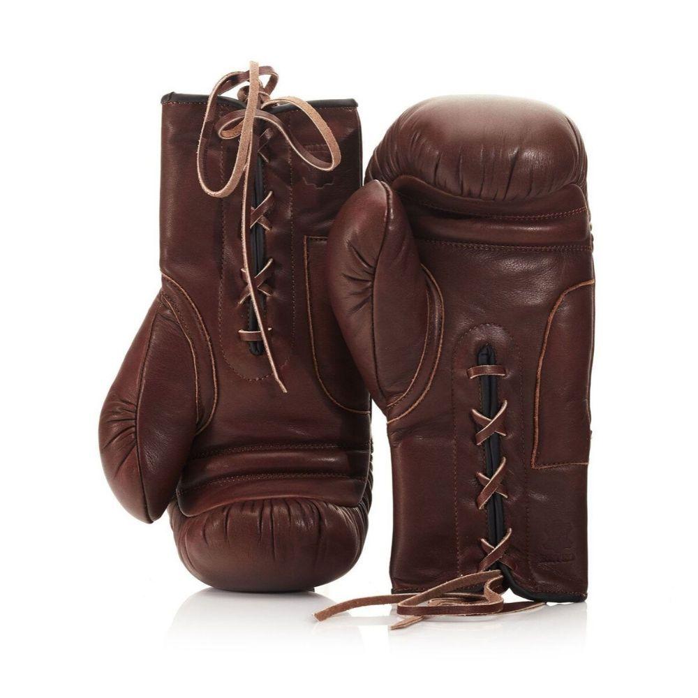 RETRO Heritage - Braune Leder-Boxhandschuhe mit Schnürung - The Man Himself