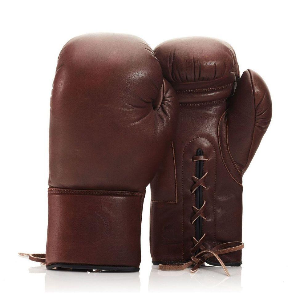 RETRO Heritage - Braune Leder-Boxhandschuhe mit Schnürung - The Man Himself